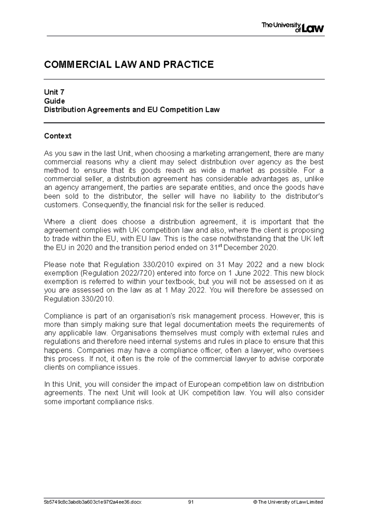 2223 comm ws07 ce01 guide t - COMMERCIAL LAW AND PRACTICE Unit 7 Guide ...