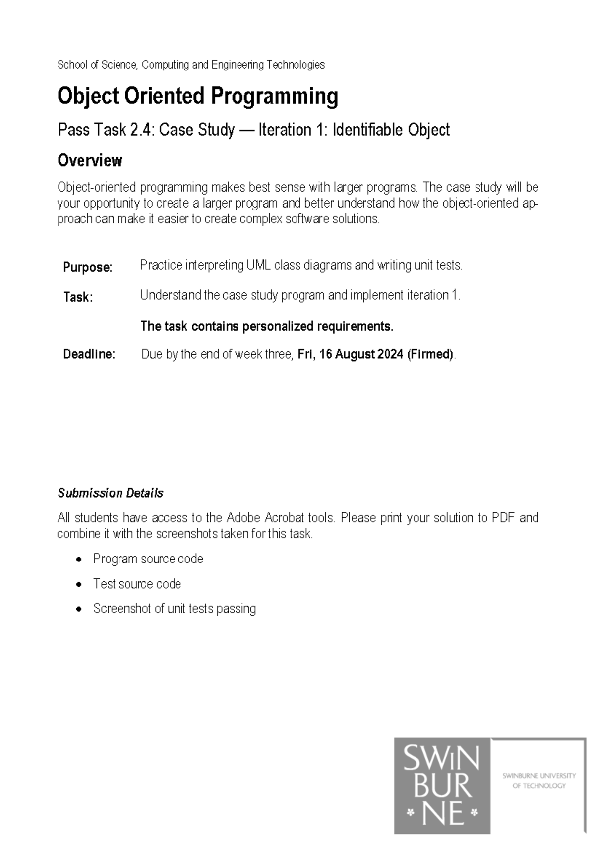 2.4P - Case Study Iteration 1 - Identifiable Object-1 - School of ...