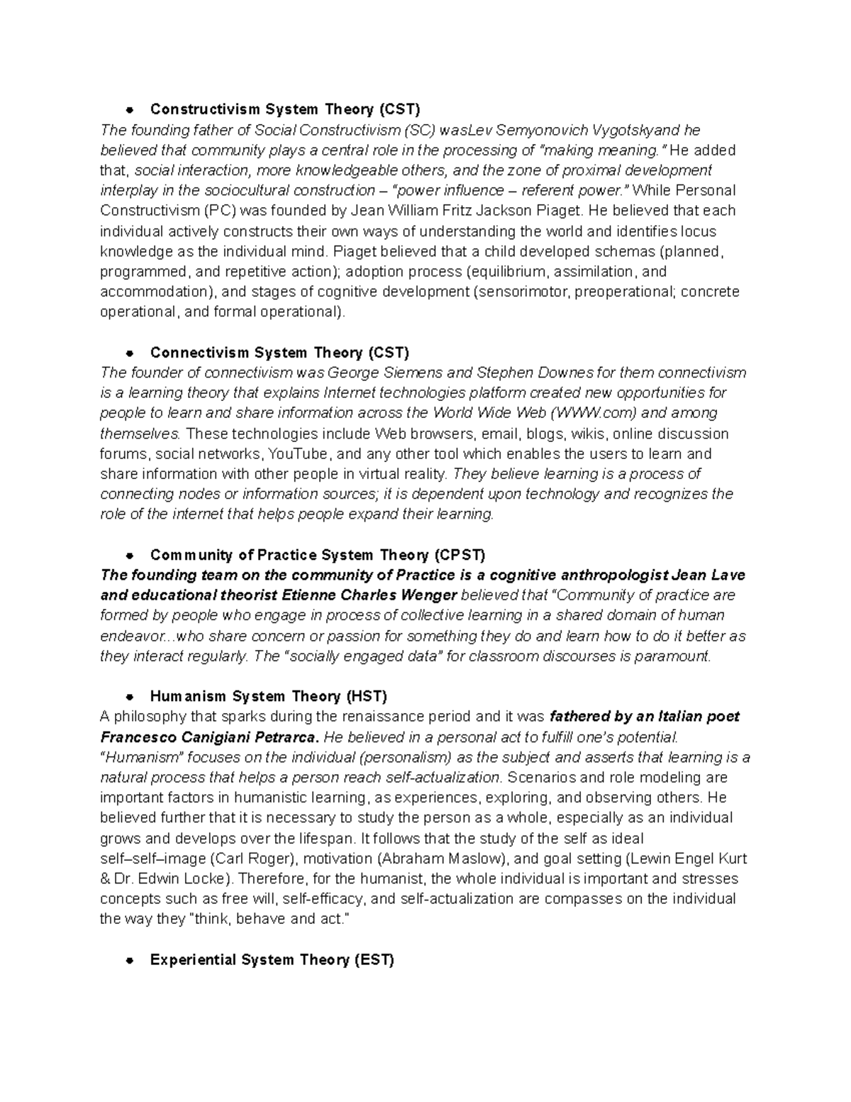 Profed 1 4 - Professional Education 1 notes. - Constructivism System ...