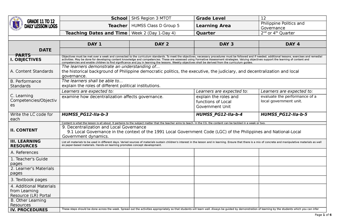 PPG Q2 Week cd - Decentralization and Local Governance - School SHS ...