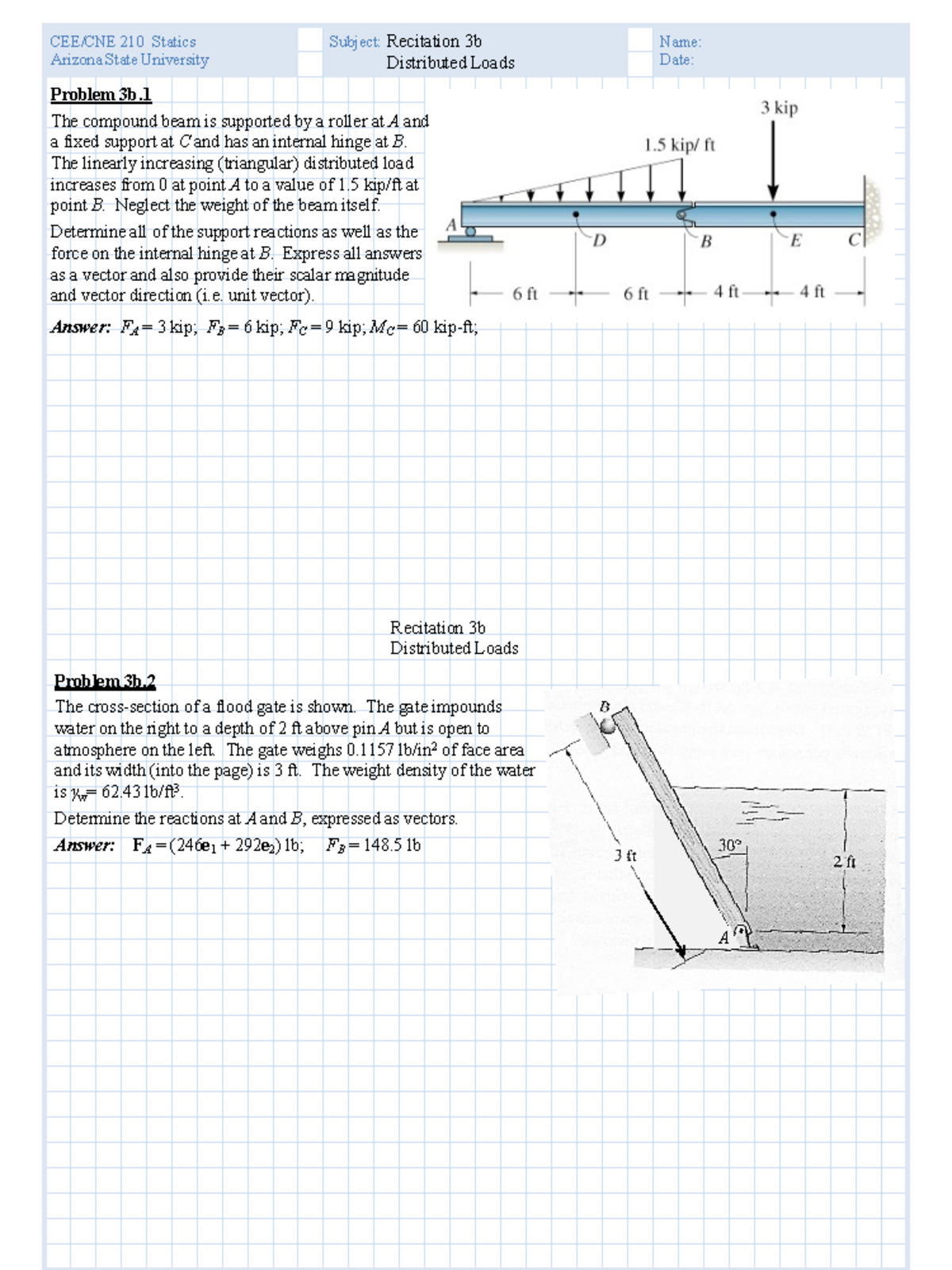 Dist Load-3b PROB - Distributed Loads Module 3 Questions 3b CEE 210 ...