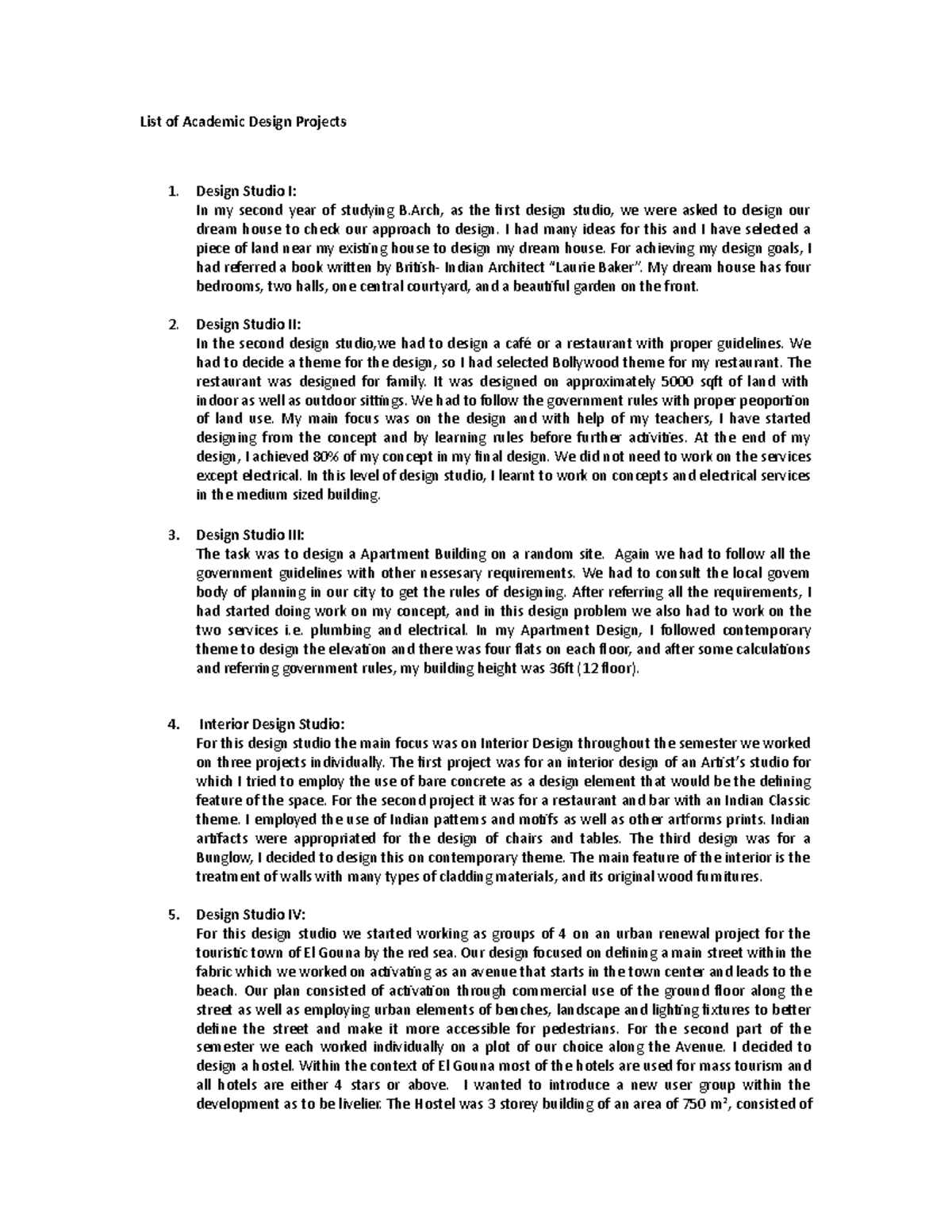 List of Academic Design Projects - List of Academic Design Projects ...