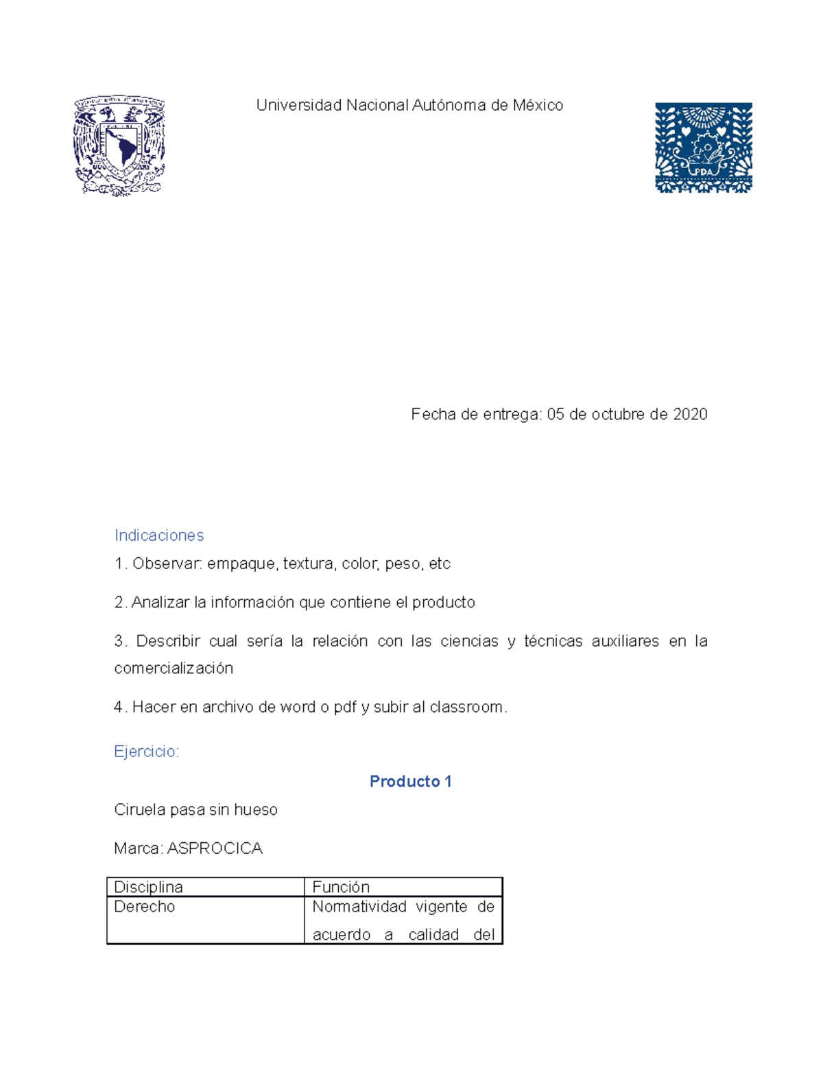 Tarea 5 Productos AGROPECUARIOS Universidad Nacional Aut noma De 