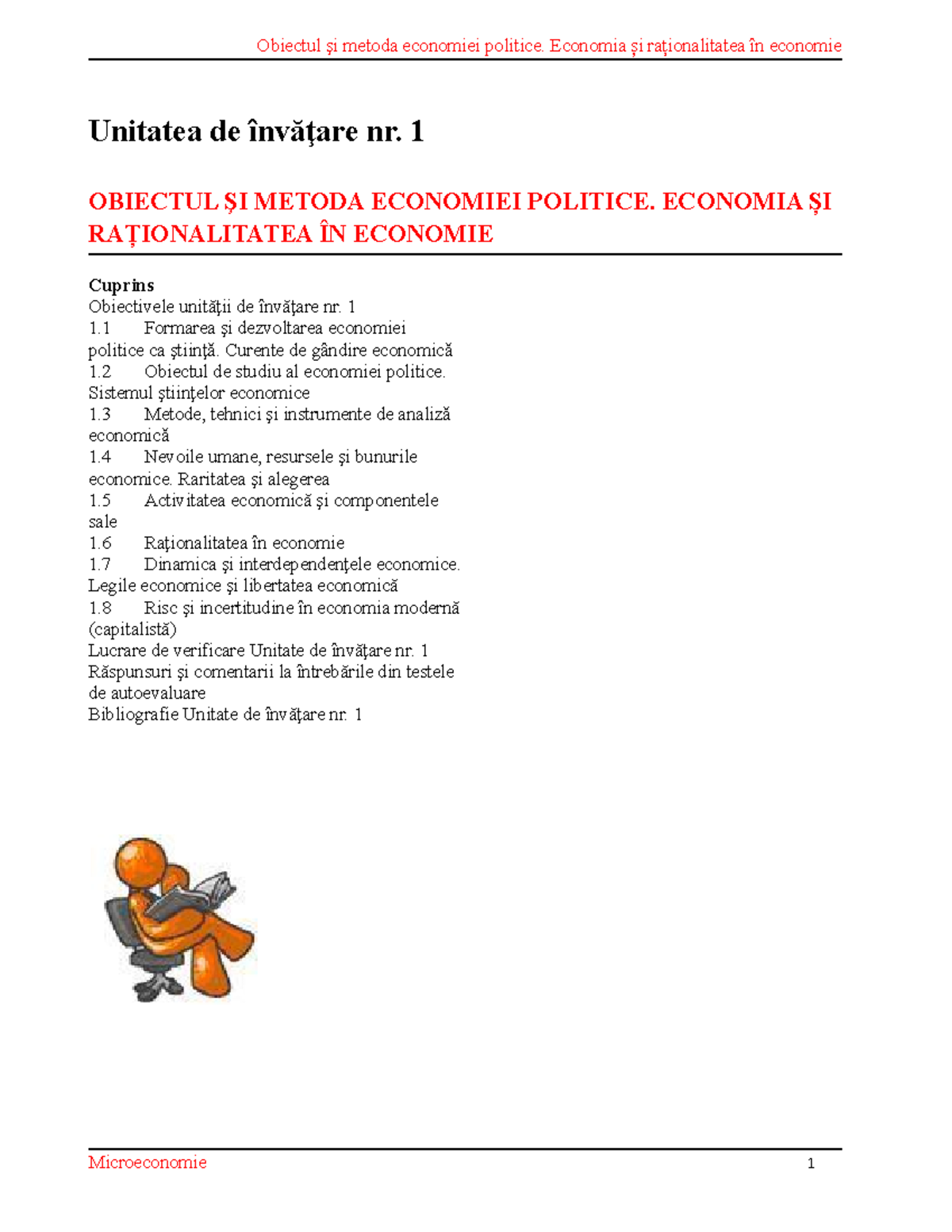 2. Microeconomie U.I. 1 Din 14 - Unitatea De învăţare Nr. 1 OBIECTUL _I ...