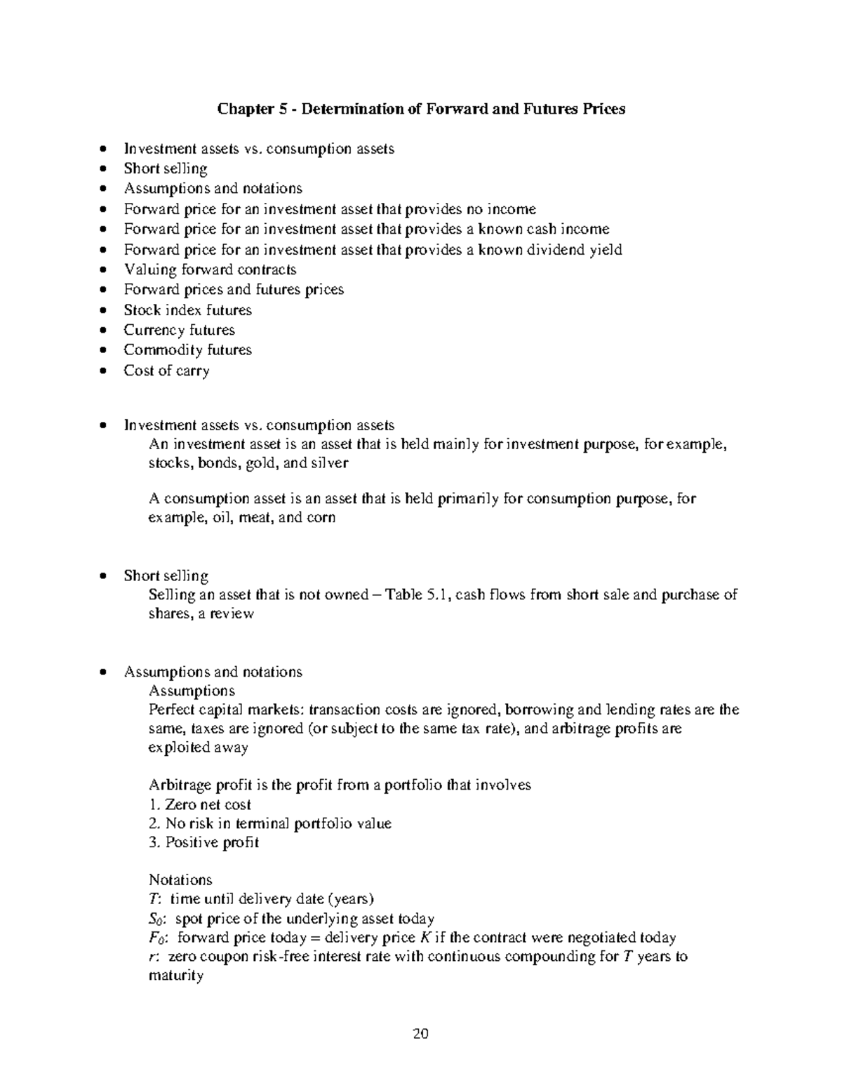 Lecture-Notes-II - Chapter 5 - Determination of Forward and Futures ...