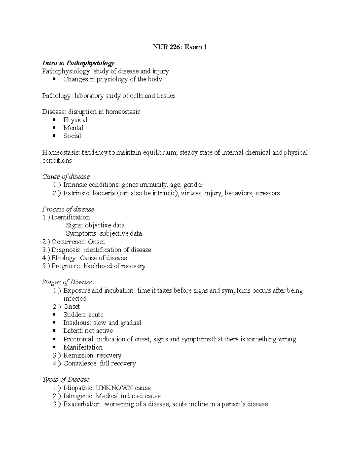 NUR 226- Exam I - Study Guide And Answers - NUR 226: Exam 1 Intro To ...