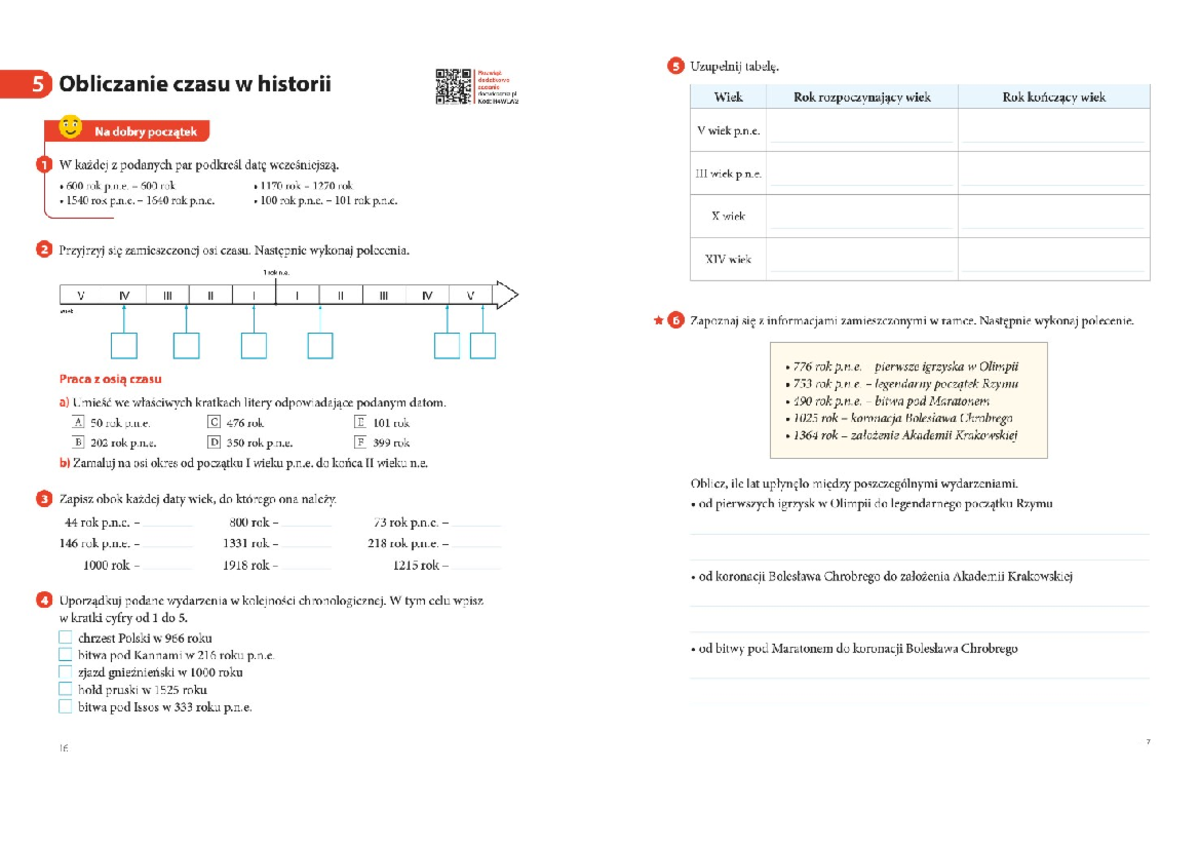 Obliczanie Czasu W Historii Test Online Historia 1 - Ćwiczenia z historii dla kl. 4 - 5 Razwinz Uzupelnij