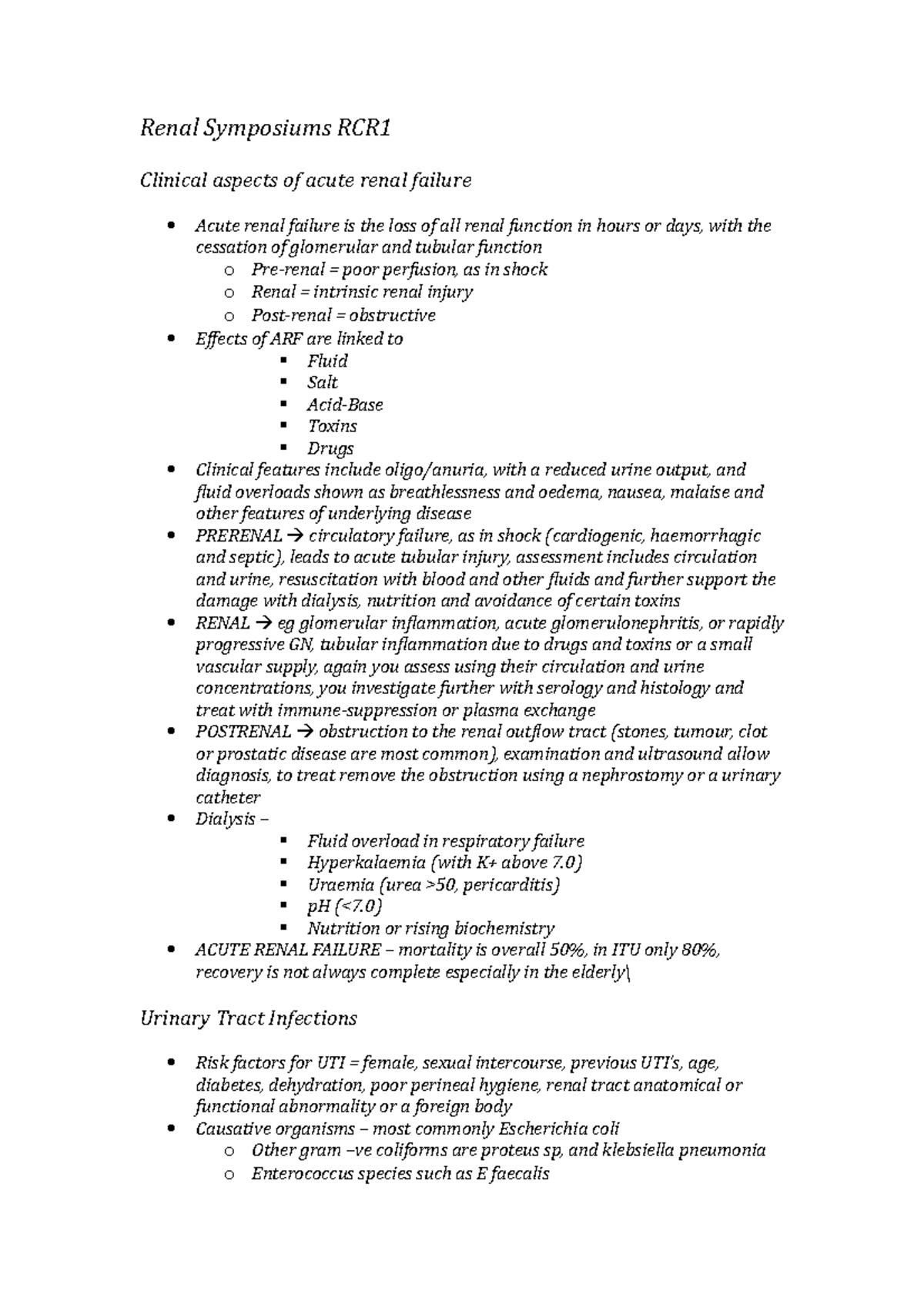 Renal Symposiums RCR1 - Lecture notes Year 1 - Renal Symposiums RCR ...