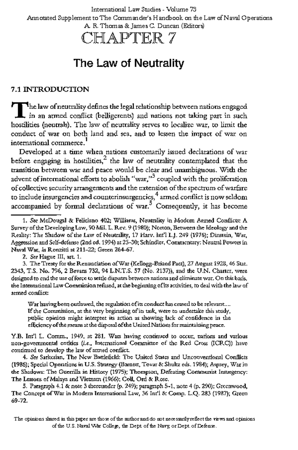 Chapter VII The Law of Neutrality - CHAPTER? The Law of Neutrality 7 ...
