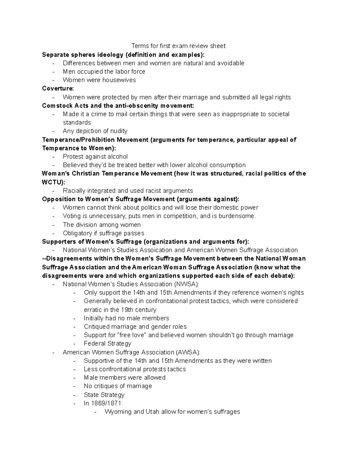 POL3001ETRA First Exam Review Terms for first exam review sheet