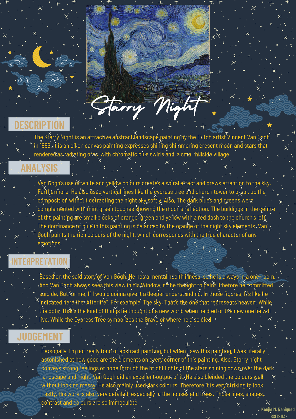 starry night description creative writing