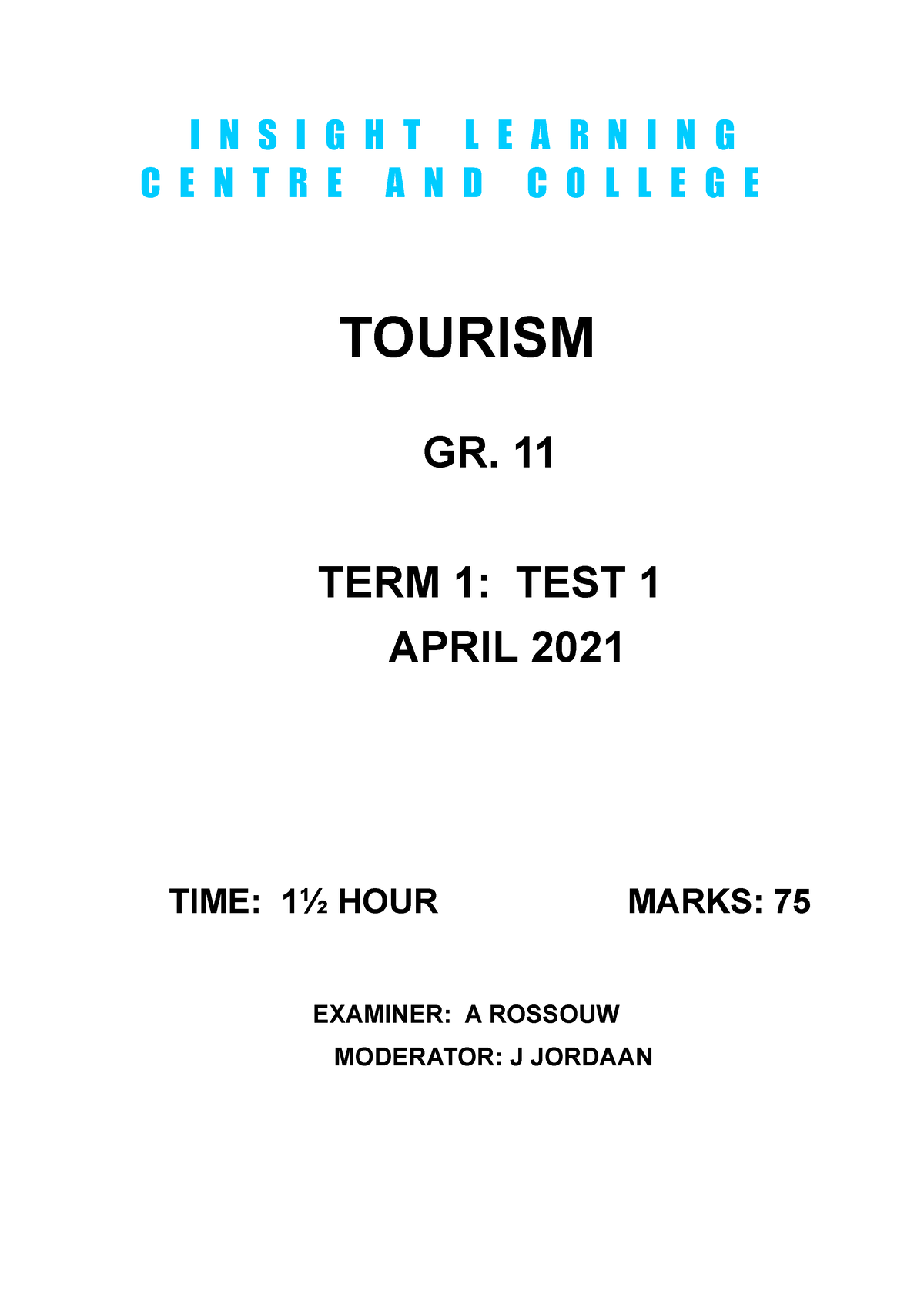 tourism term 1 test grade 11