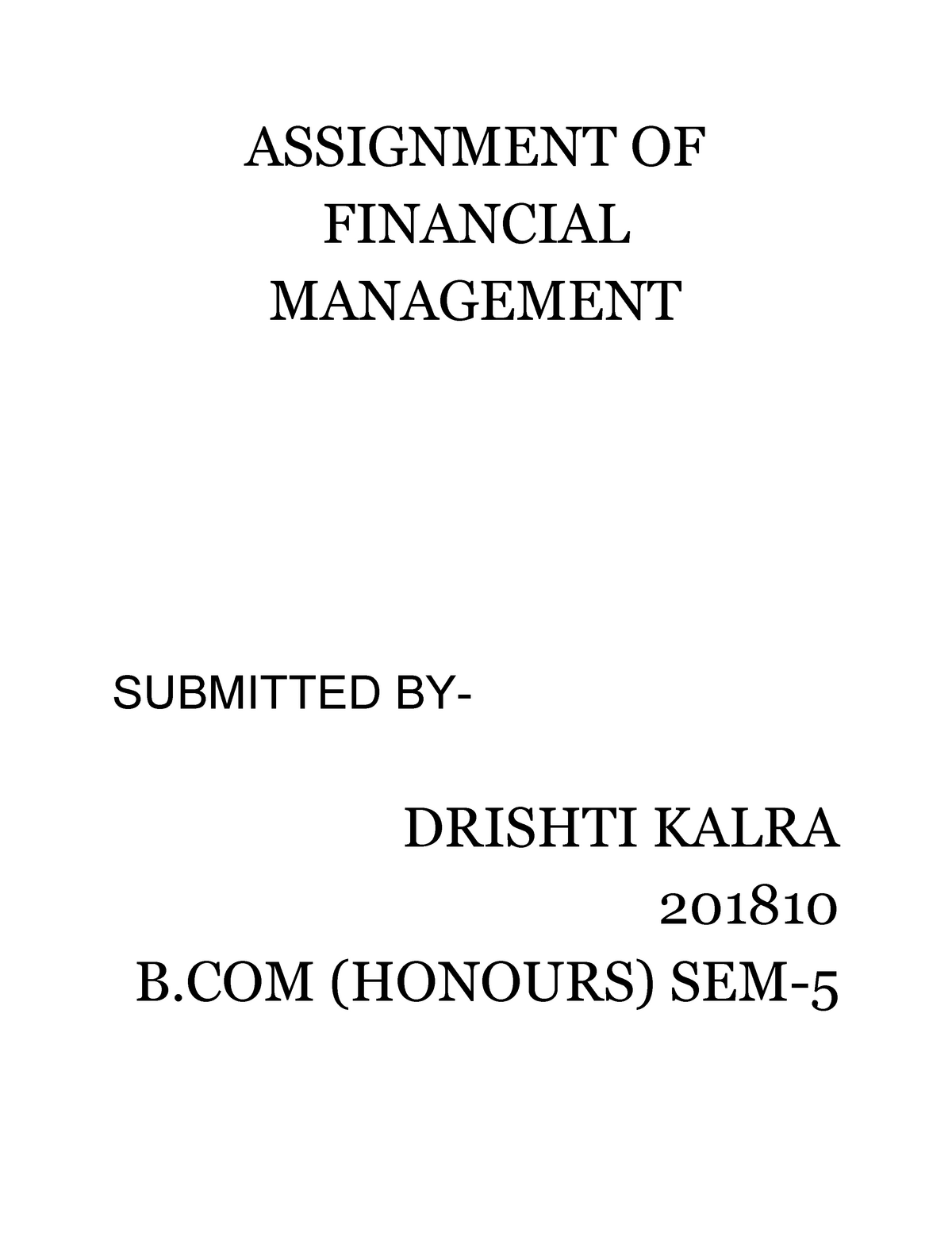 financial management topics for assignment