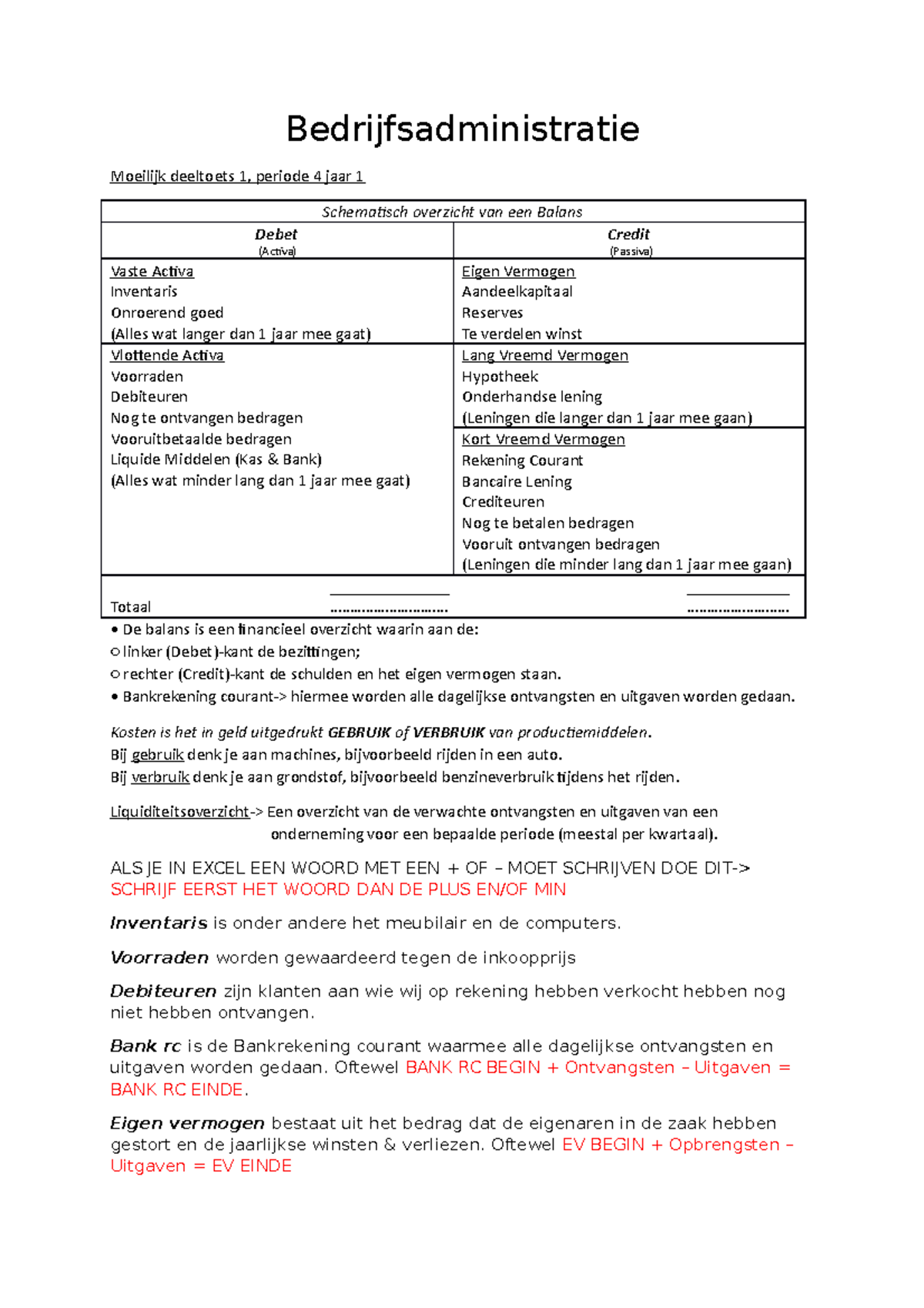 Samenvatting Bedrijfsadministratie - Bedrijfsadministratie Moeilijk ...