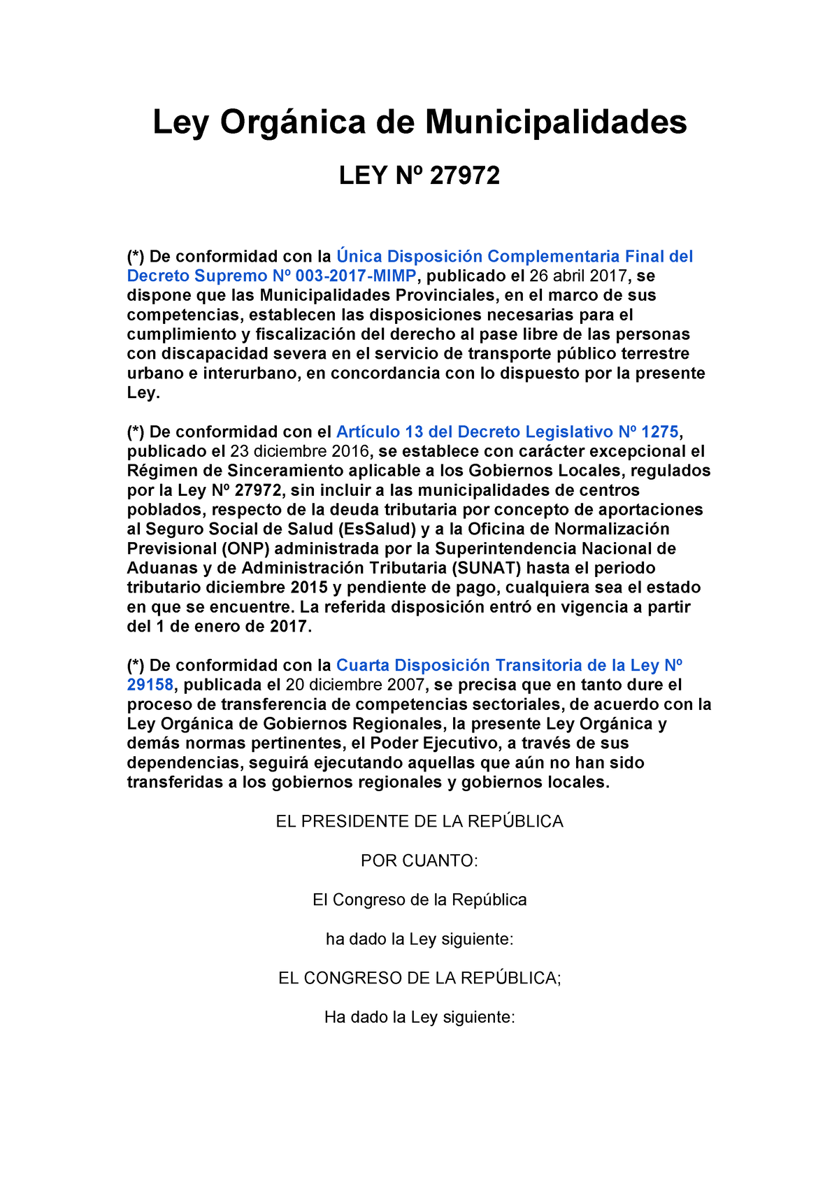 Ley Orgánica De Municipalidades - Ley Orgánica De Municipalidades LEY ...