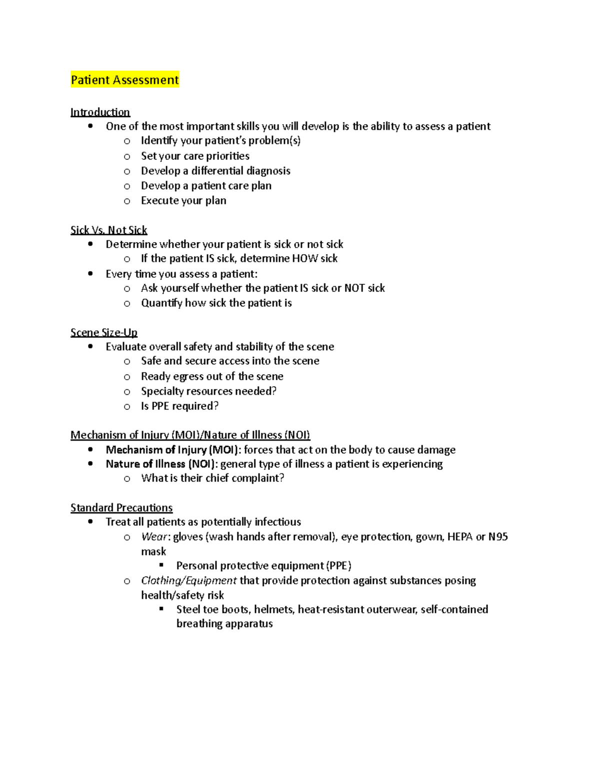 HAN 477 Midterm - Patient Assessment Introduction One of the most ...
