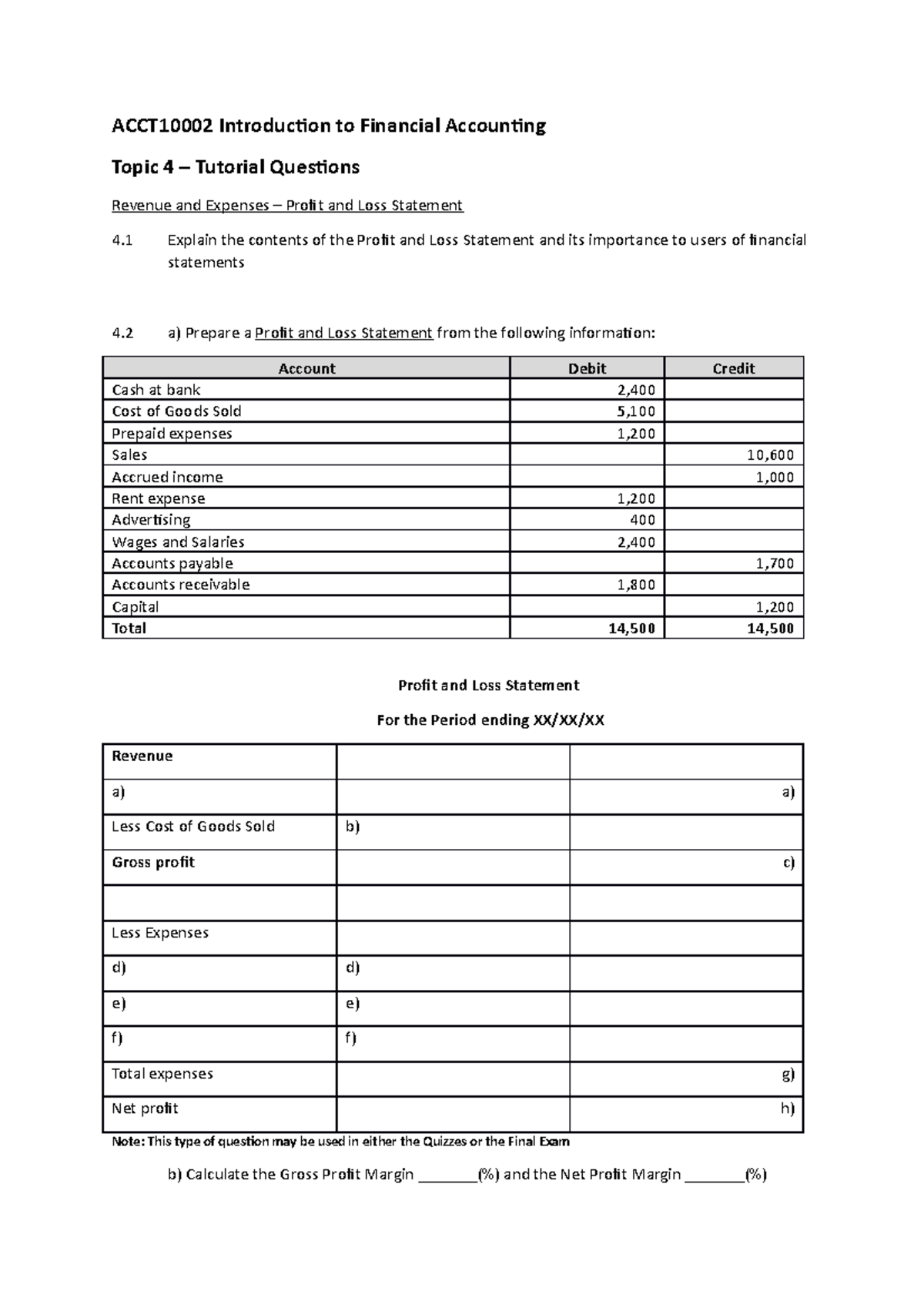 ACCT10002 Topic 4 Tutorial Questions - ACCT10002 Introduction To ...