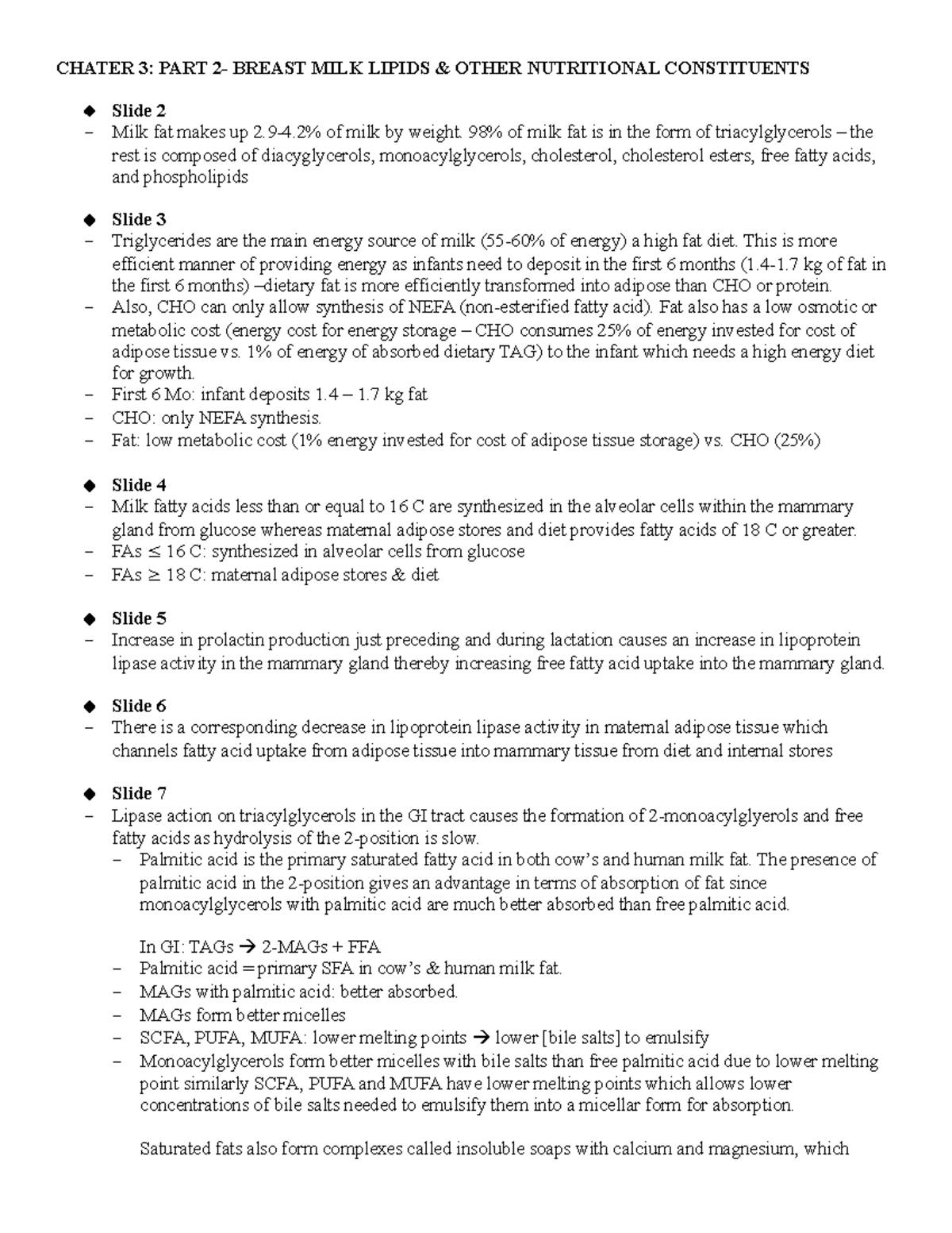 11- Chapter 3 Breast MILK Lipids AND Other Constituents - CHATER 3 ...