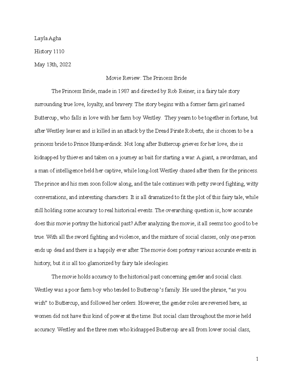 princess bride movie review essay