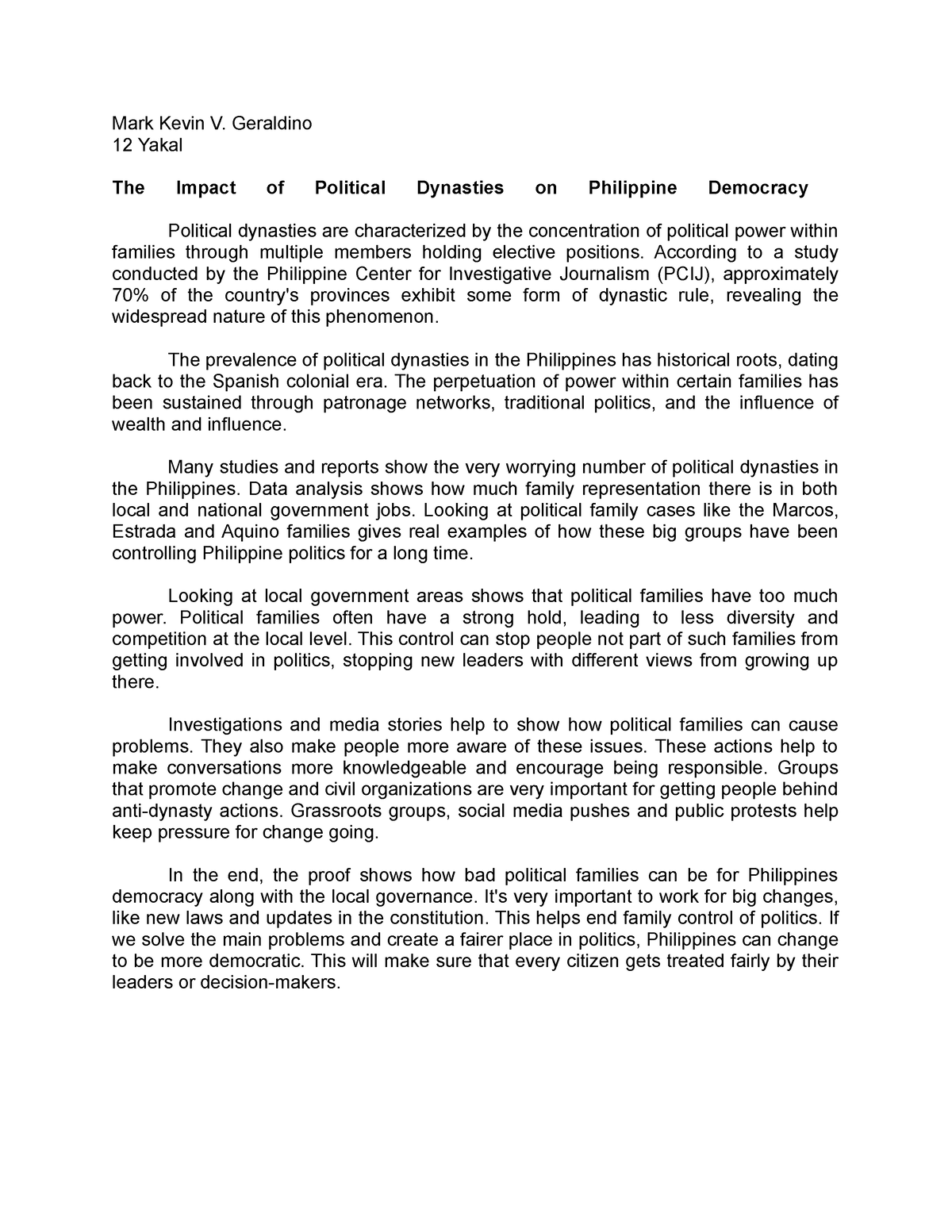 Kevin. Position Paper - Please - Mark Kevin V. Geraldino 12 Yakal The 