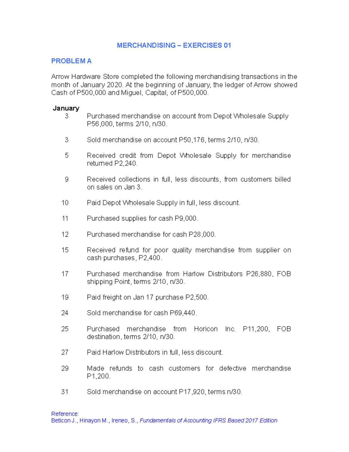 Merchandising – Learning Activities - MERCHANDISING – EXERCISES 01 ...
