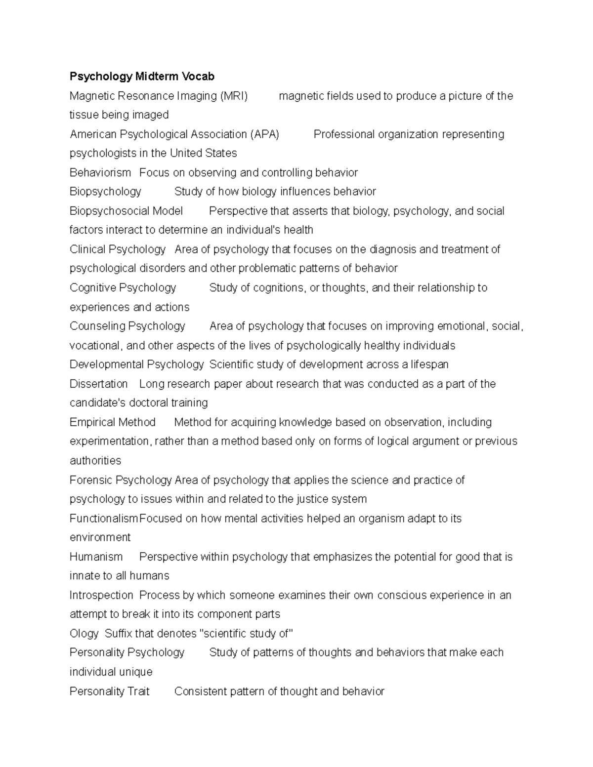 Psychology Midterm Vocab Psychology Midterm Vocab Resonance