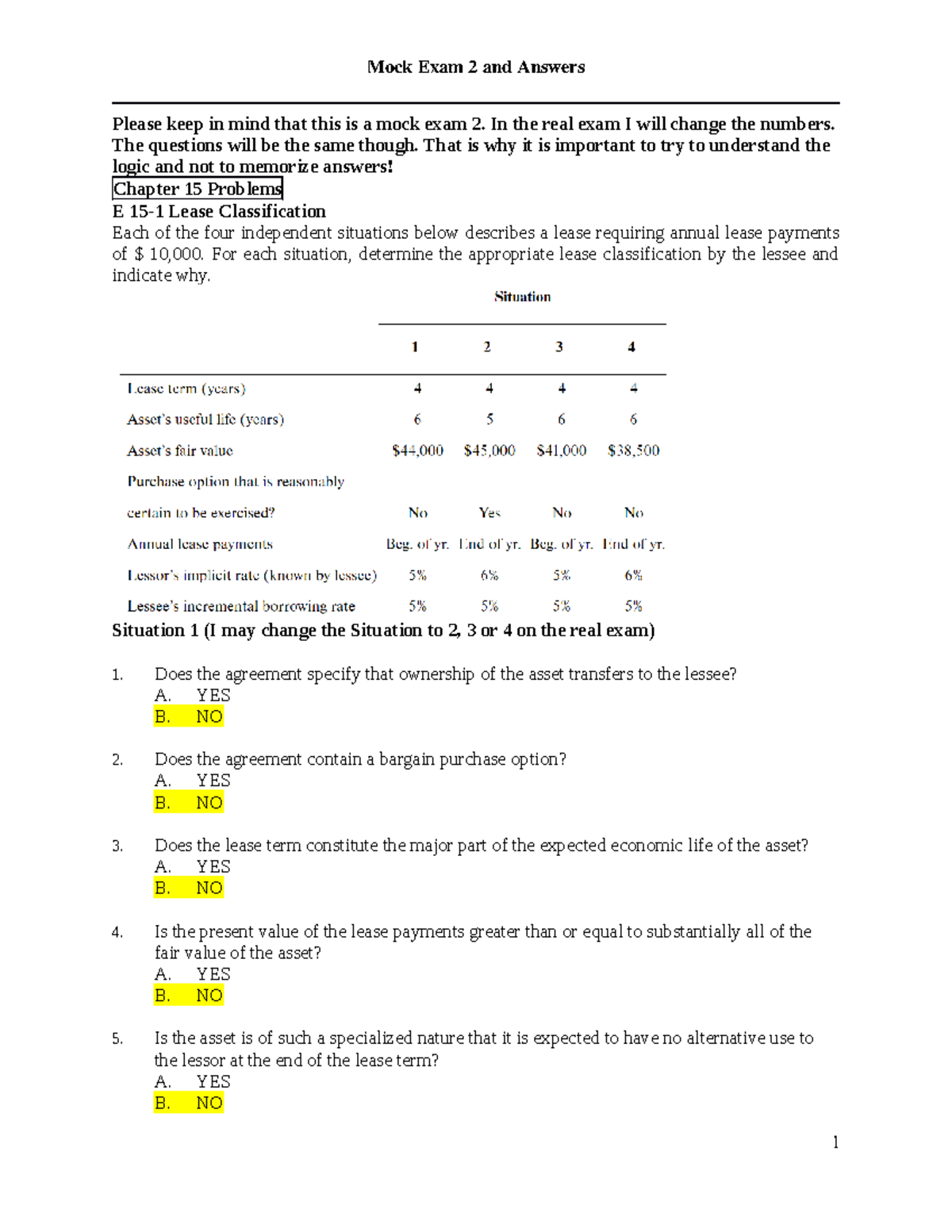 ACCT 4102 Mock Exam 2 - Mock exam - Please keep in mind that this is a ...