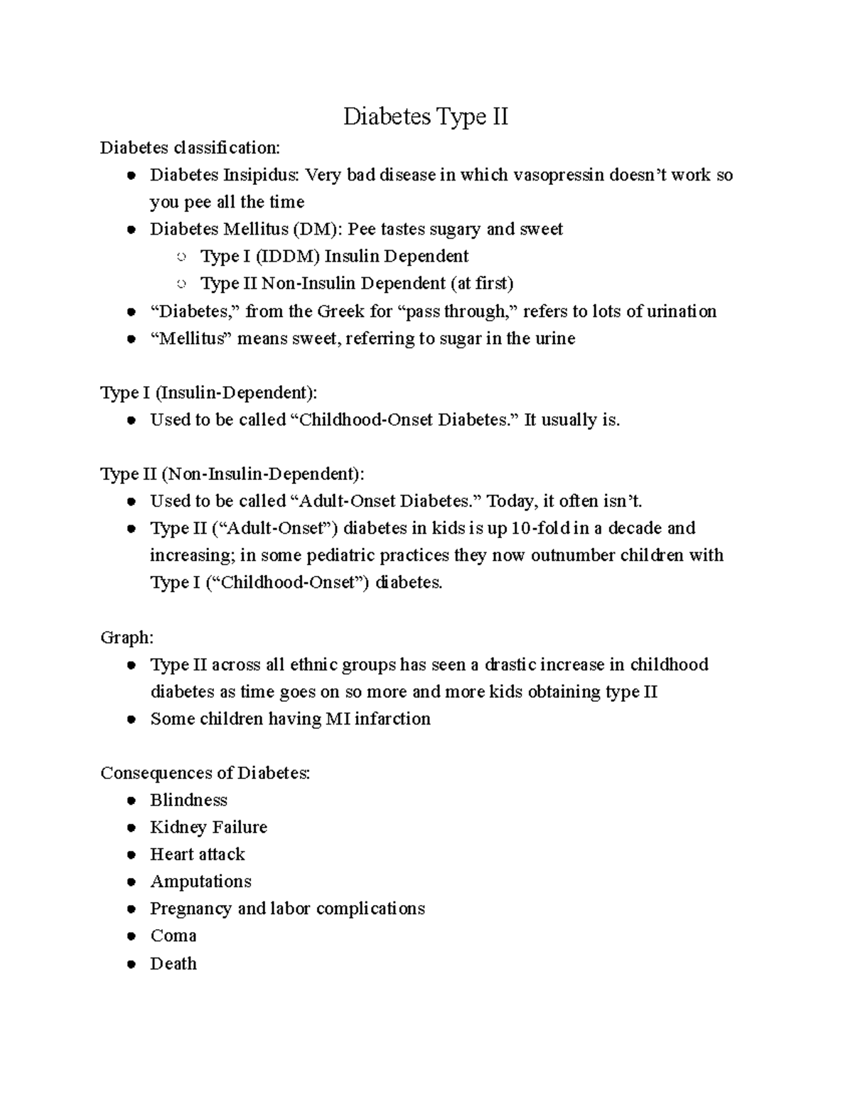 Diabetes Type II Dr. Konner Diabetes Type II Diabetes classification Diabetes Insipidus
