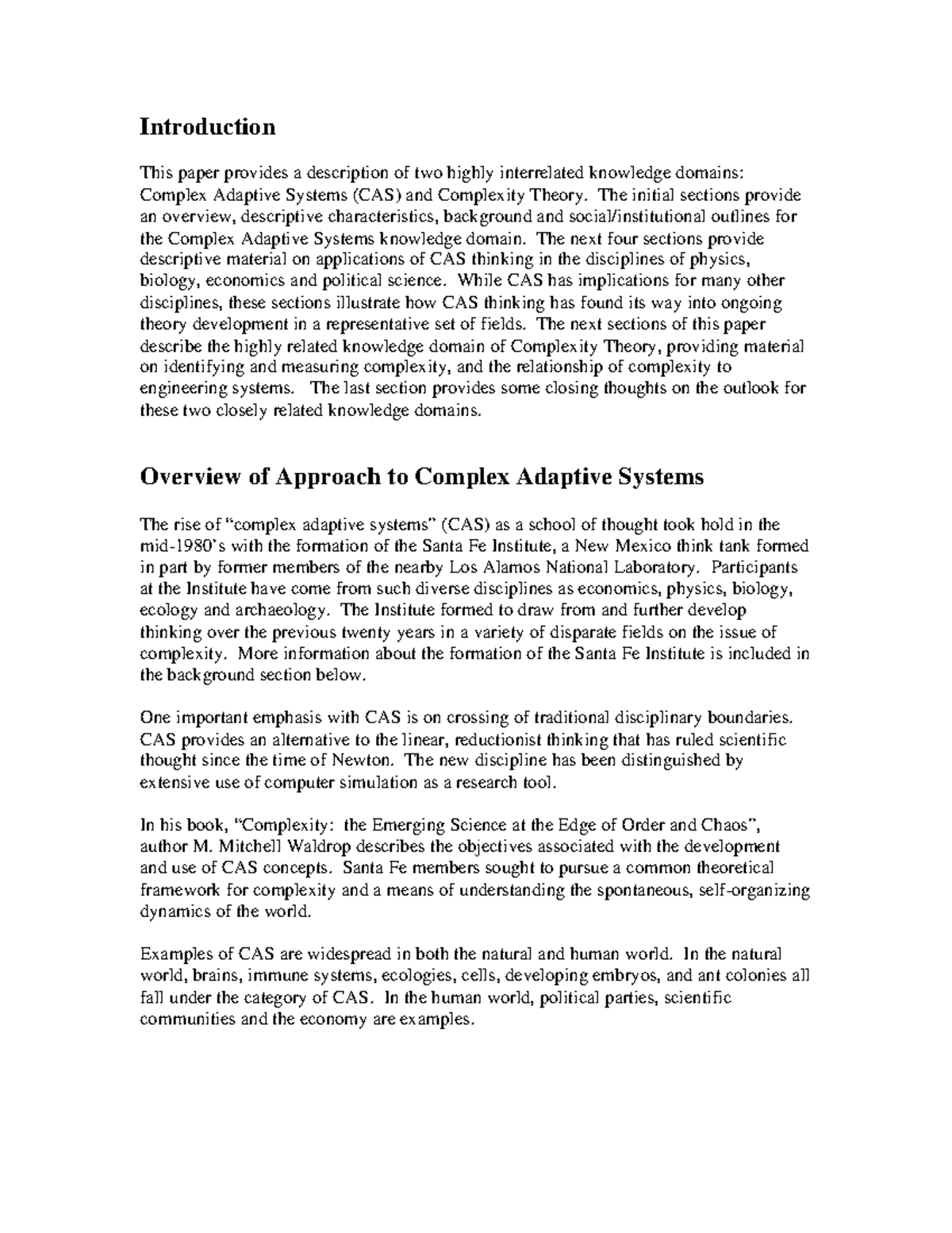 Complex Adaptive Systems and Complexity Theory: Inter-related Knowledge ...