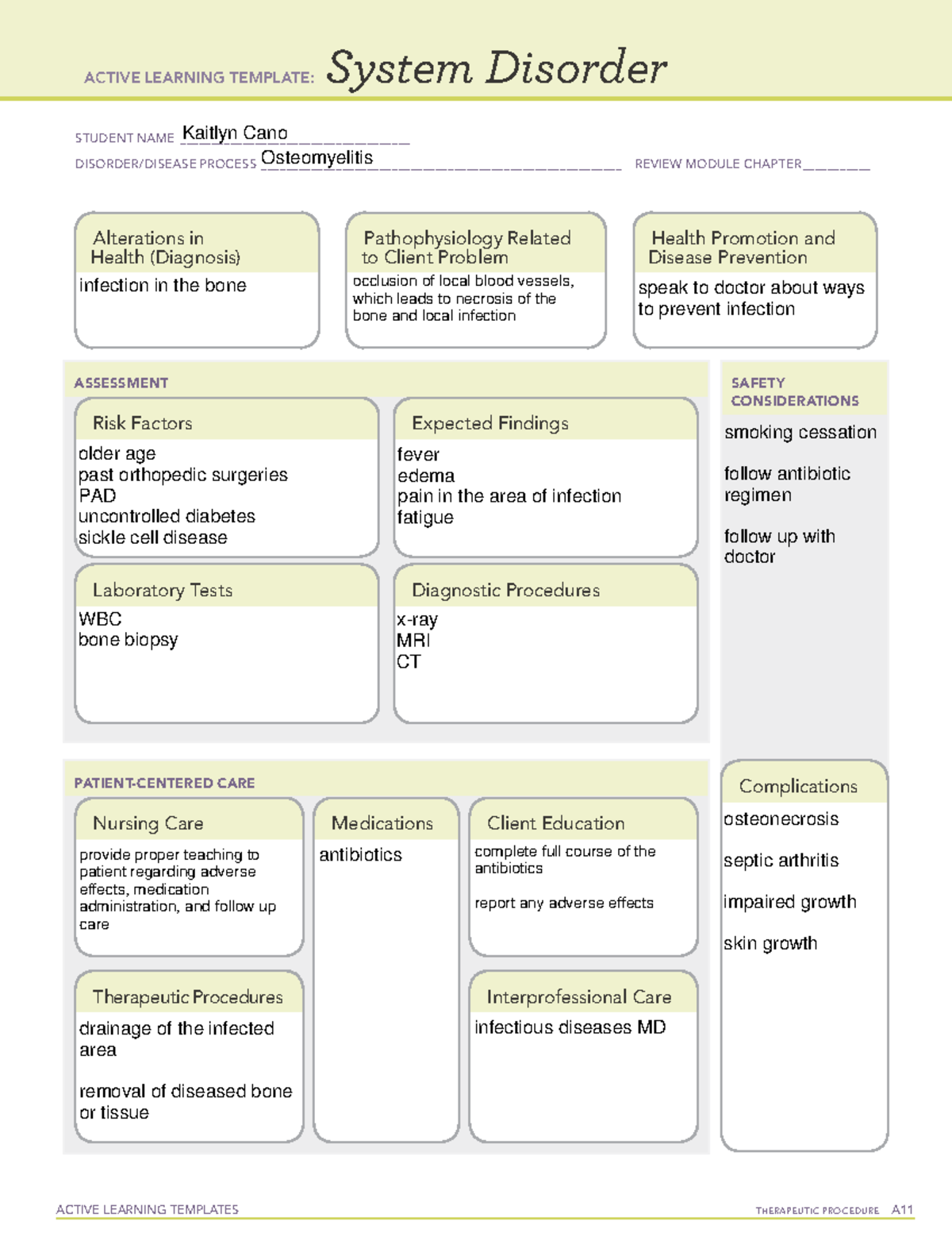 ATI Osteomyelitis Template - ACTIVE LEARNING TEMPLATES THERAPEUTIC ...