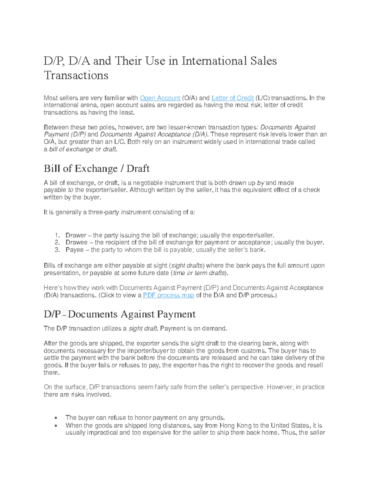 416624004 Bill of Exchange Case Study D/P, D/A and Their Use in