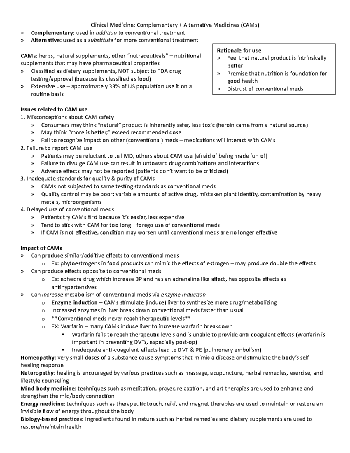 Clin med CAMs pharm study guide - Clinical Medicine: Complementary ...