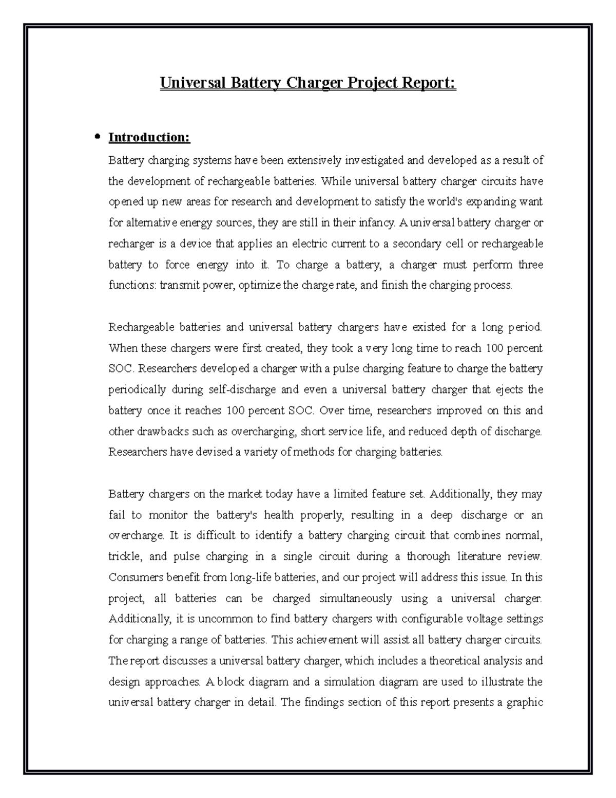 Universal Battery Charger Project Report - Technical writing - Studocu