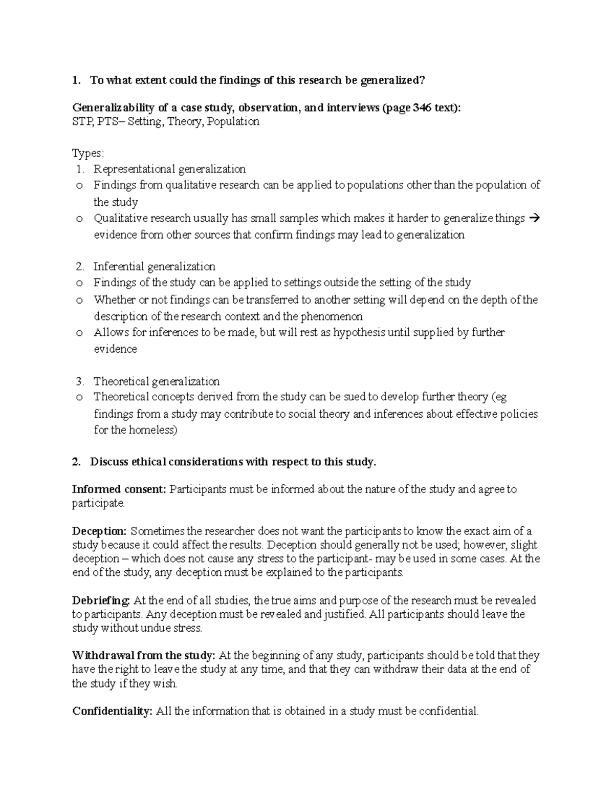 Psychology Paper 3 Questions - 1. To what extent could the findings of ...