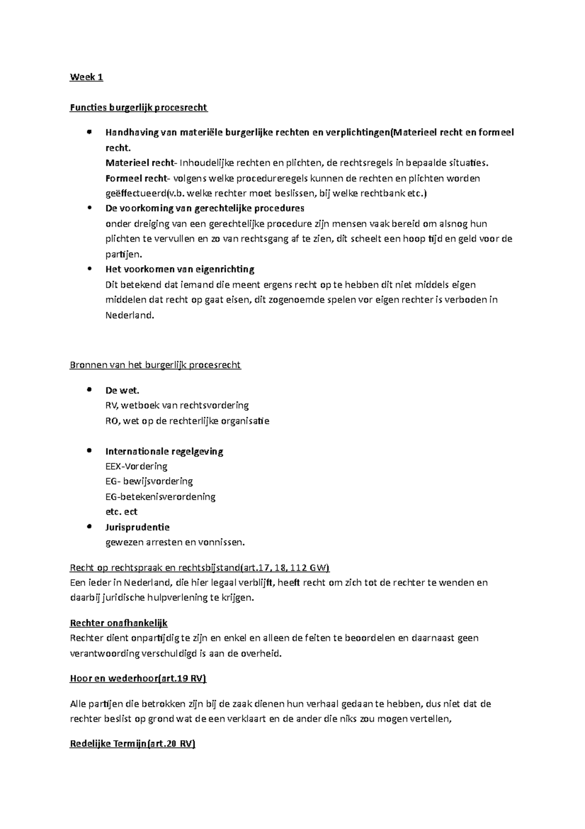 Samenvatting Burgerlijk Proces Recht - Week 1 Functies Burgerlijk ...