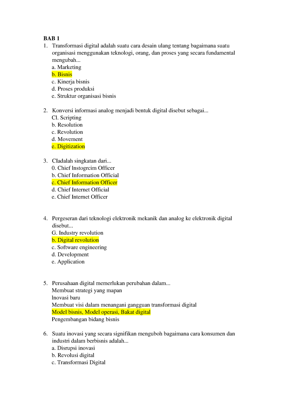 Kuis Transformasi Digital Full - BAB 1 Transformasi Digital Adalah ...