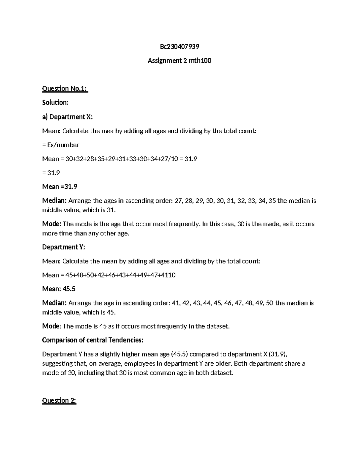 Bc230407939 - nfdr - Bc Assignment 2 mth Question No: Solution: a ...