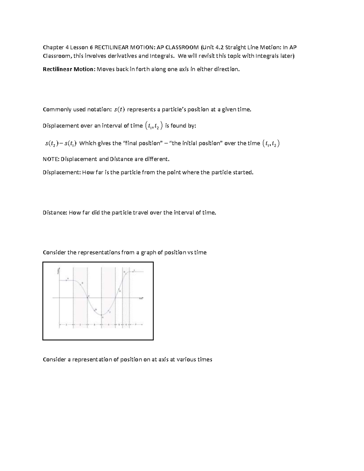 Chapter 4 lesson 6 rectilinear motion and AP Classroom 4 2 Chapter 4