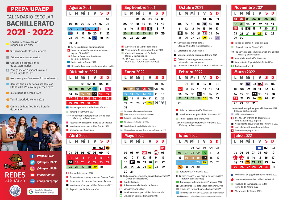 Calendario Escolar 2021-2022 Prepa Upaep - CALENDARIO ESCOLAR ...