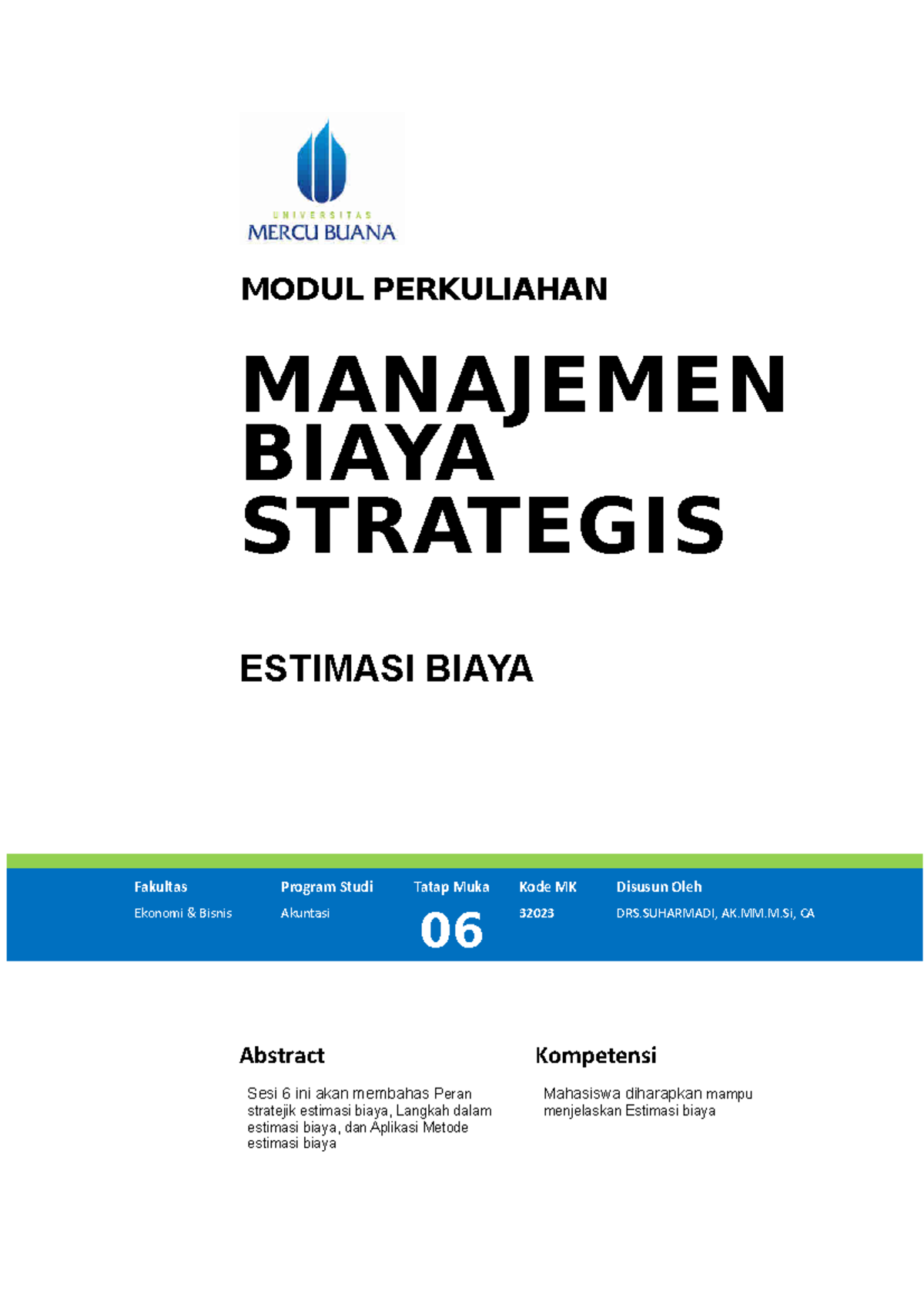 Modul Manajemen Biaya Strategis [TM6] - MODUL PERKULIAHAN MANAJEMEN ...