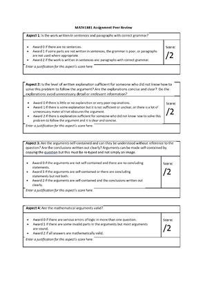 Discrete math peer review marking - MATH1081 - Studocu