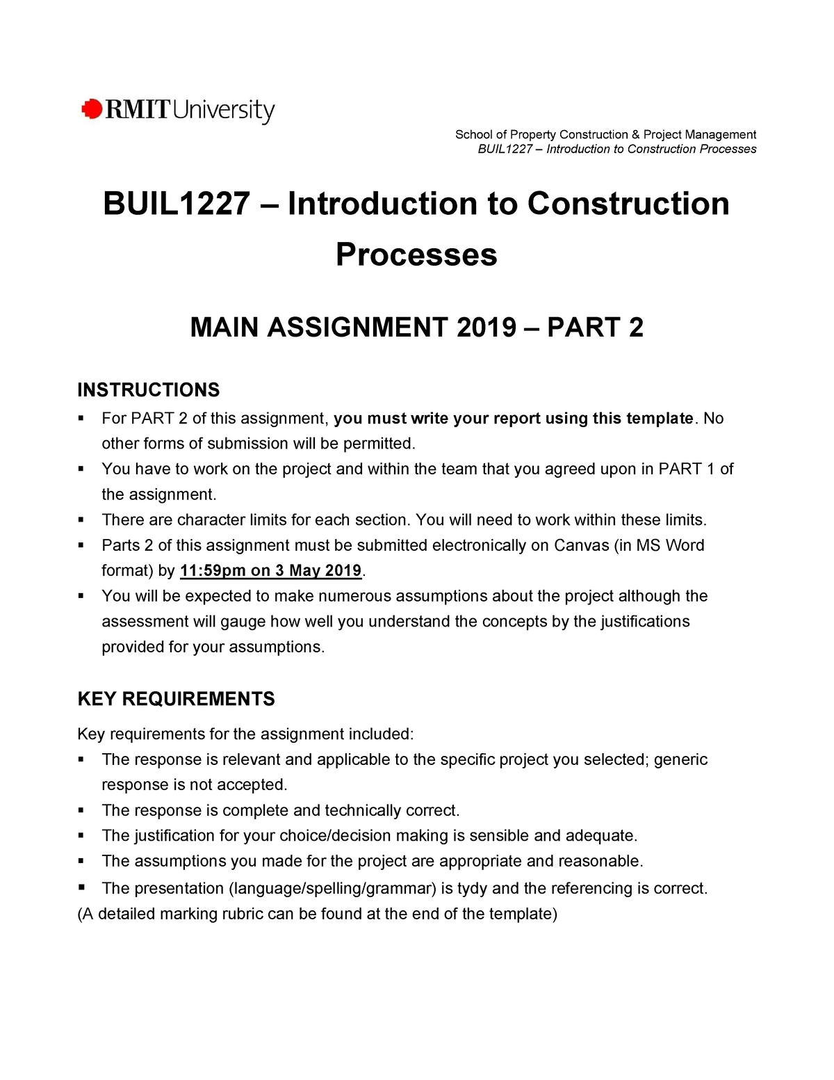 construction assignments for students