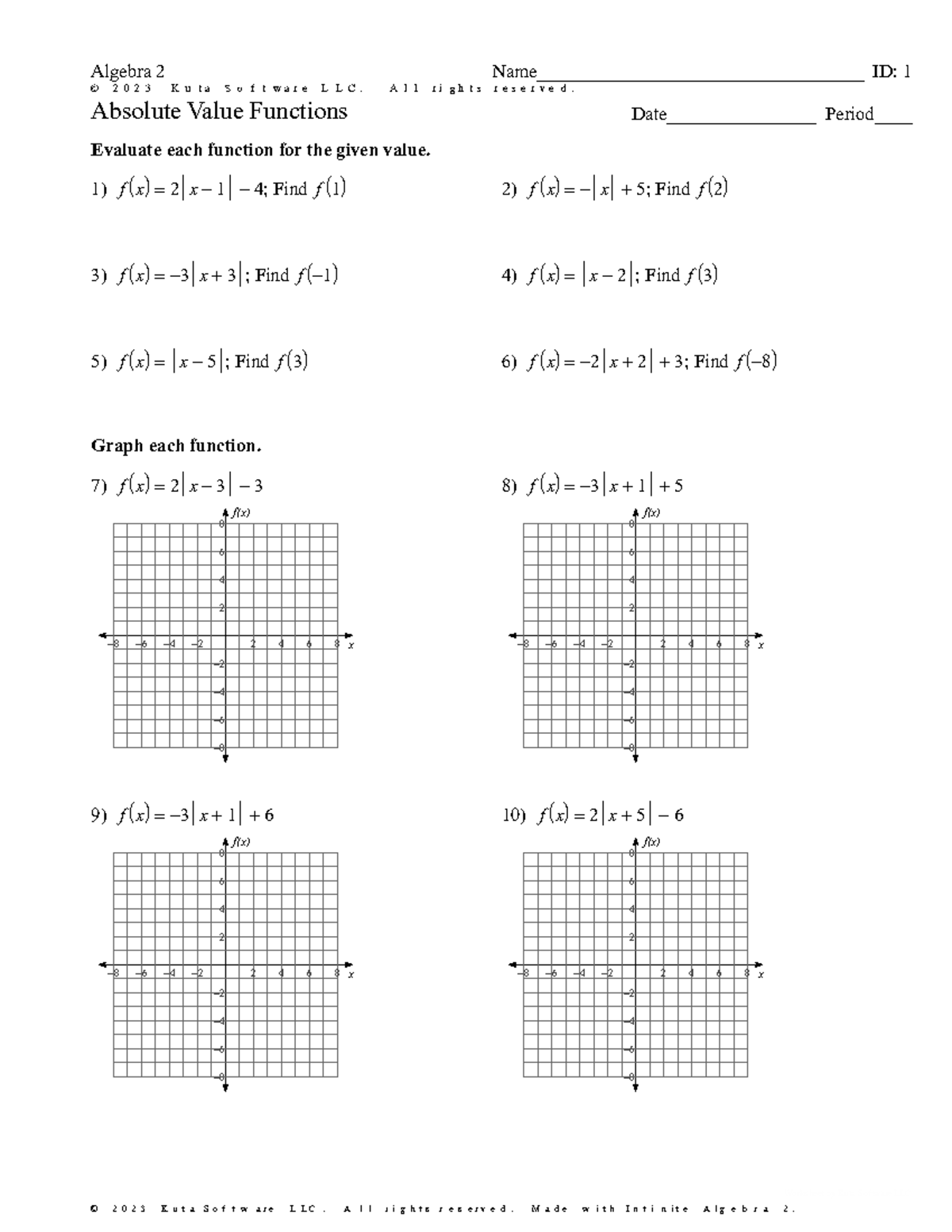 Absolute Value Functions - ©h D 2 S 0 p 2 P 3 K KKFuJtBa[ sSJozfHtDwWa ...