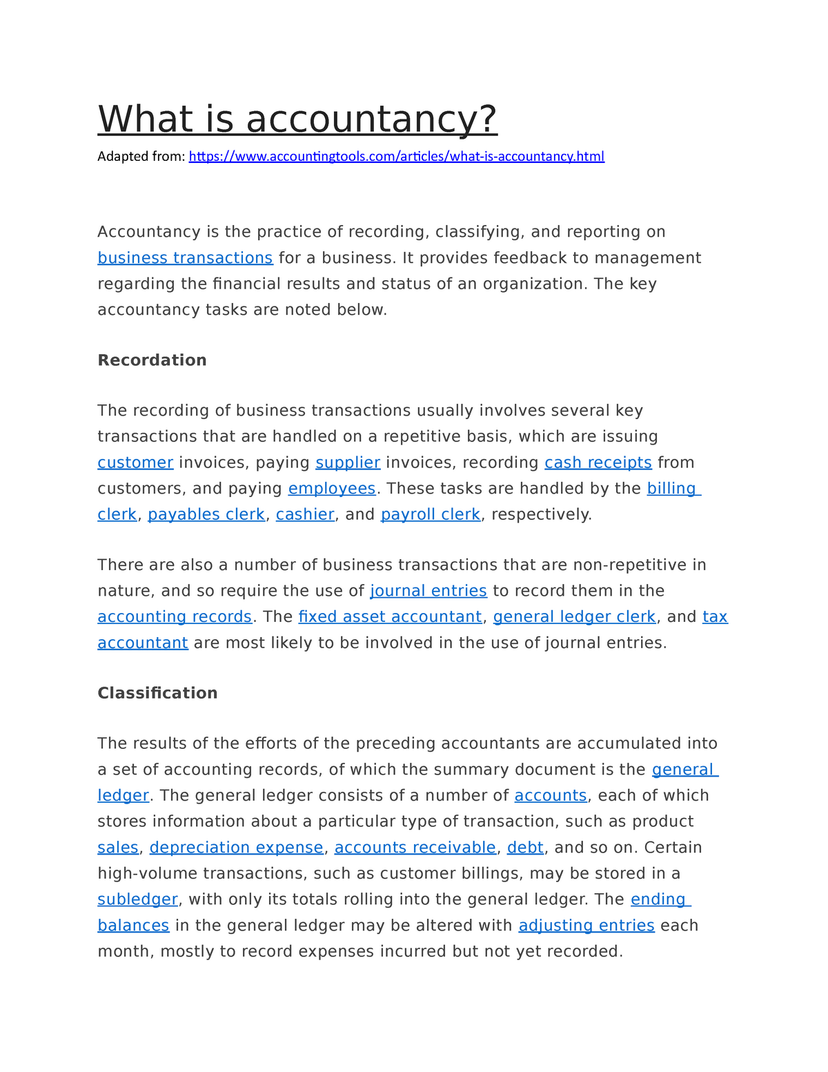 What Is Accountancy Class 11