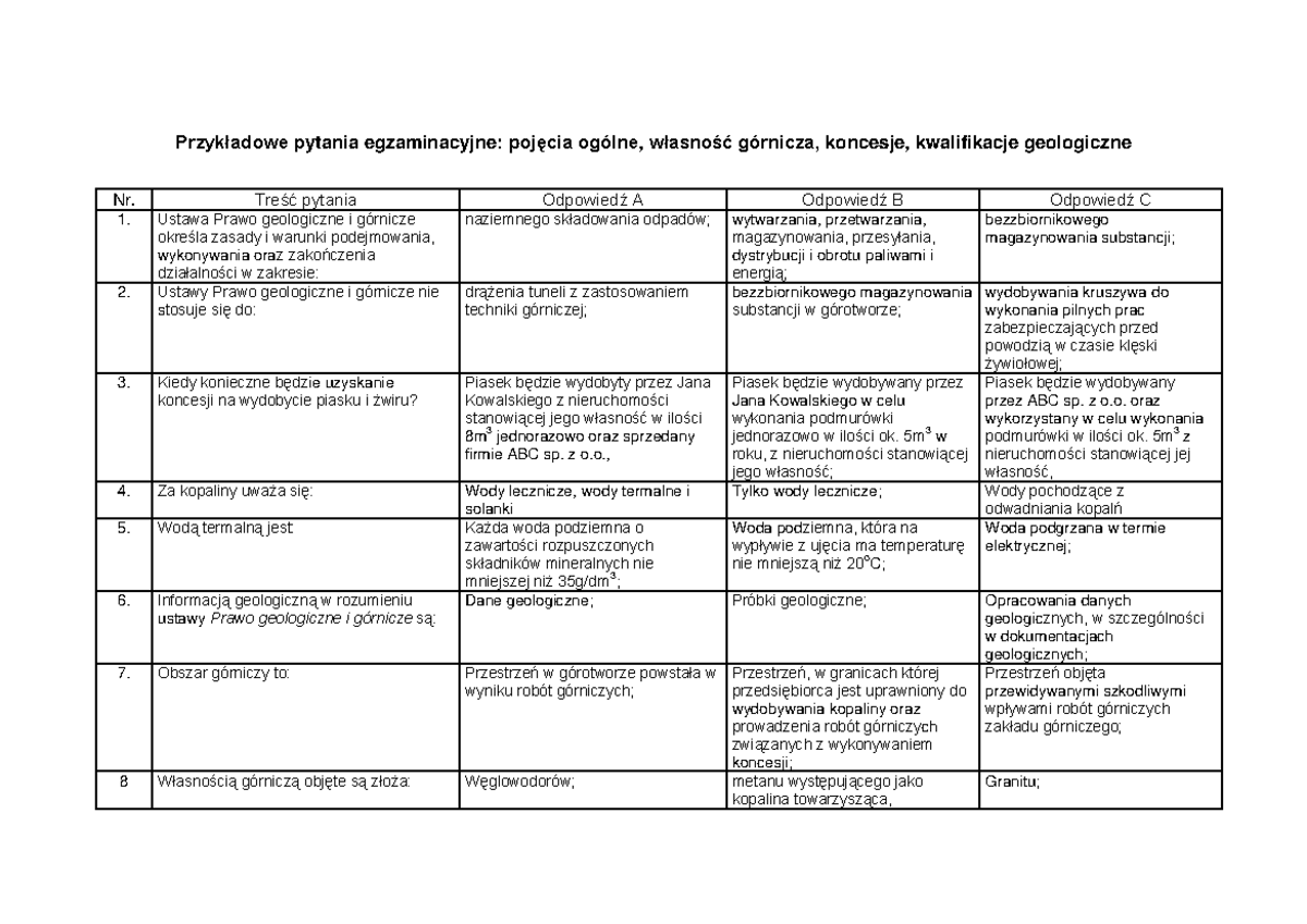 Pytania - 3cz - Przykładowe pytania egzaminacyjne: pojęcia ogólne
