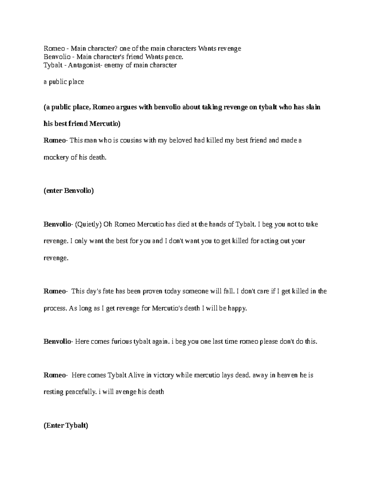 Script - Google Docs - Romeo - Main character? one of the main ...