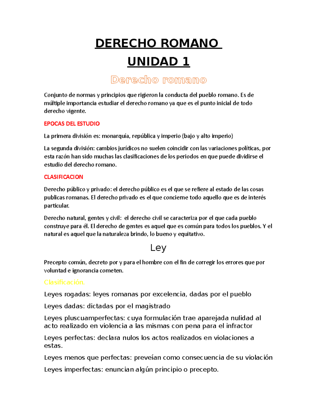 Derecho Romano Parte 1 - Apuntes 1,2,3,4 Y 5 - DERECHO ROMANO UNIDAD 1 ...