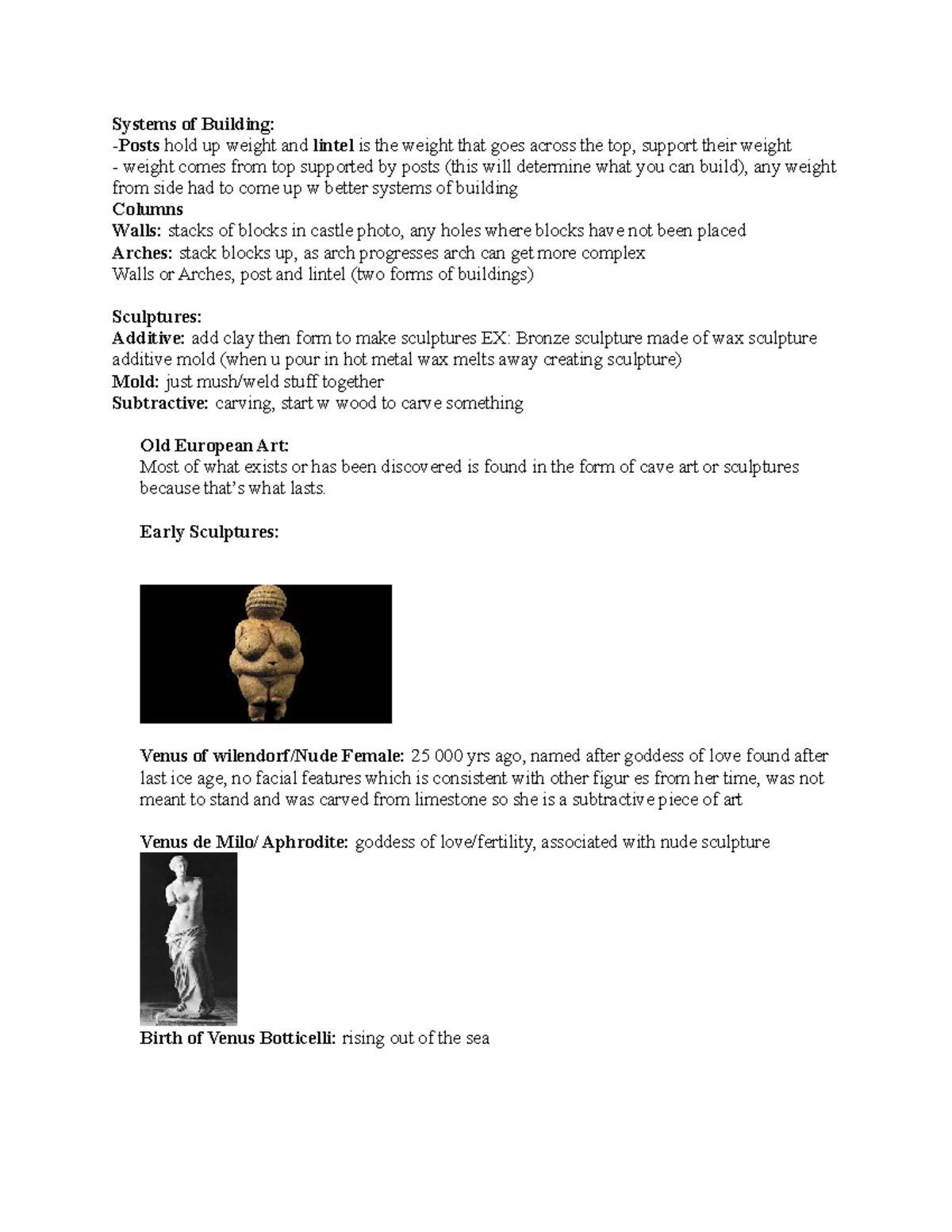 Arth 120 Final Study Guide Systems of Building Posts hold up weight