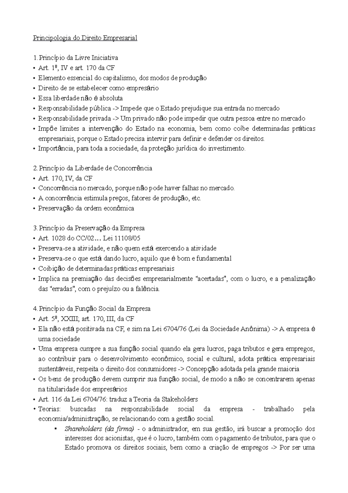 Aulas E Resumo - 1ª Parte - Principologia Do Direito Empresarial 1ípio ...