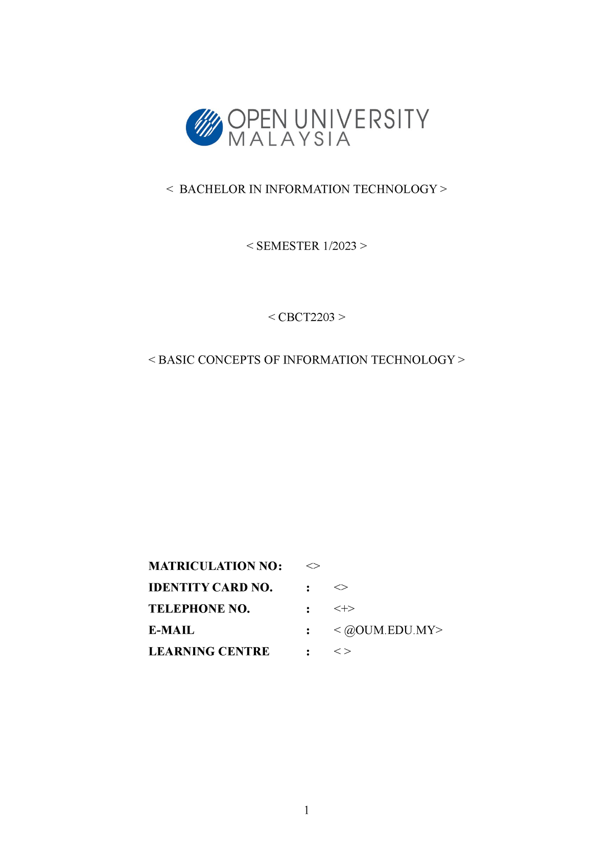 CBCT2203 Basic IT - SEM 2023 JAN - Basic Concepts Of IT - OUM - Studocu